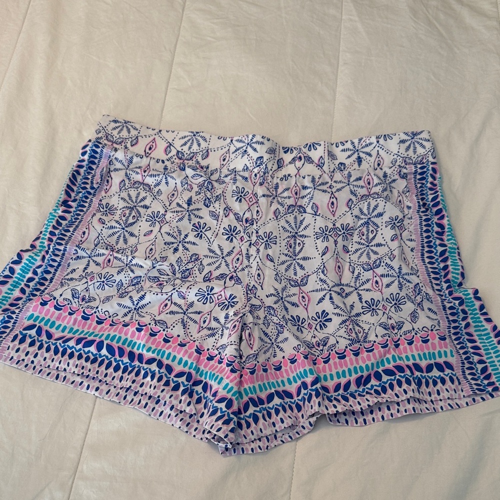 Lilly Pulitzer Blue and Pink Patterned High Waist Shorts